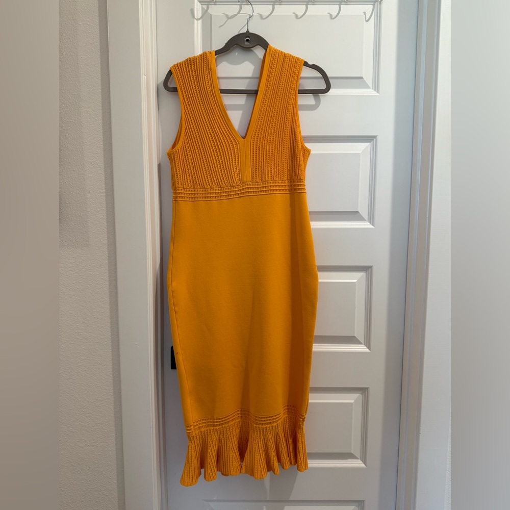 Eva Mendes for New York & Company Vibrant Orange Midi Dress